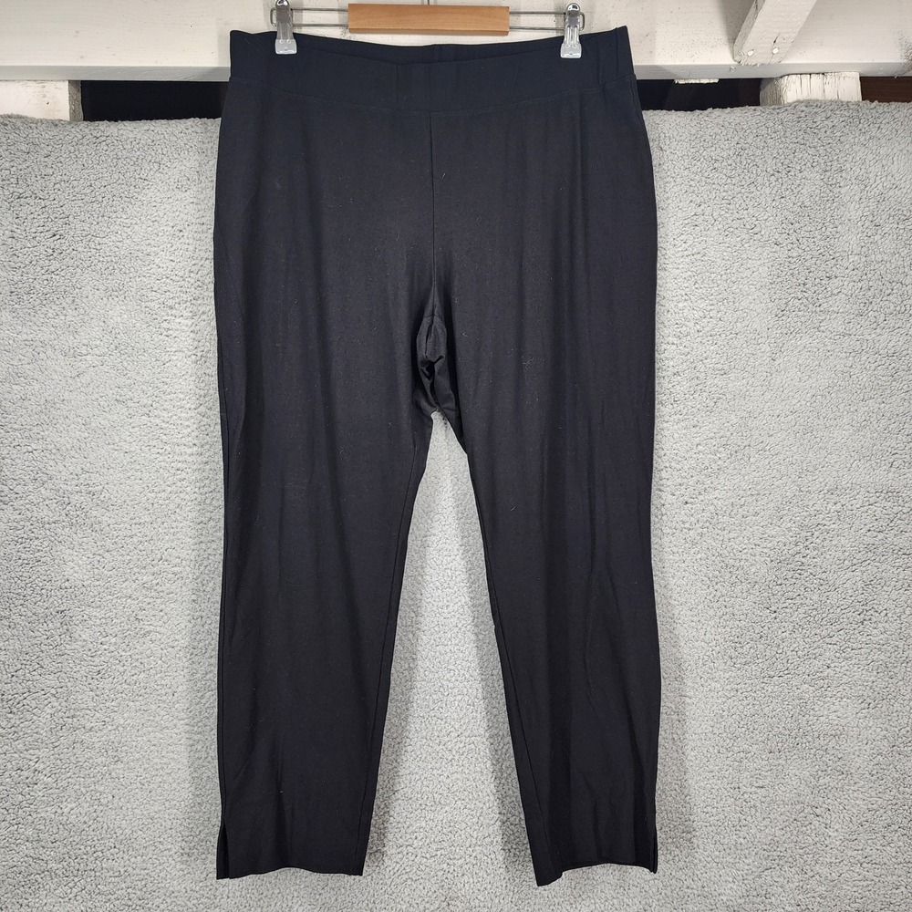 Eileen Fisher Black Stretch Jersey Pull On Tapered Ankle Pants Womens Large L/G